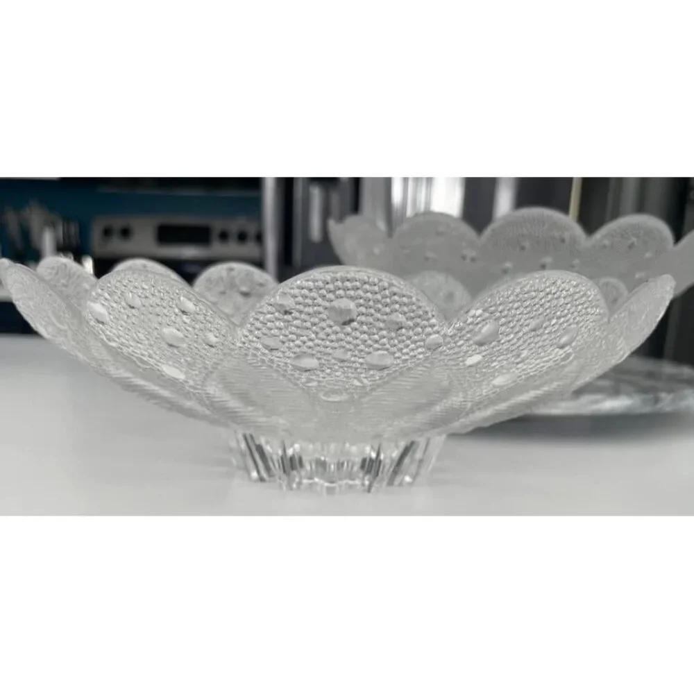 Vintage 1980s Lausitzer Germany Leaded 10” MEDIA Crystal Footed Bowls-Set of 2